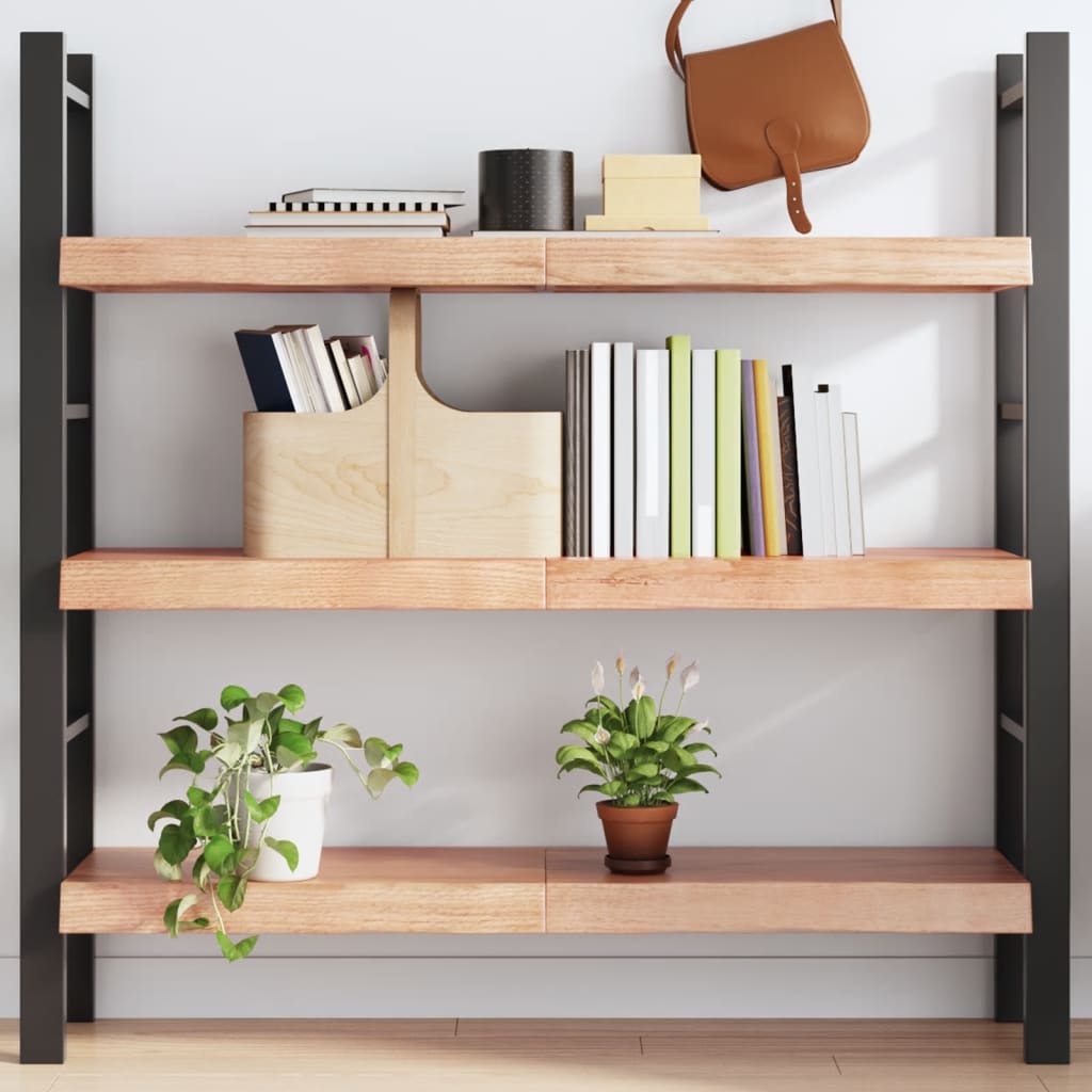 Wall Shelf Light Brown 120x40x(2-6) cm Treated Solid Wood Oak - Merlin Deals