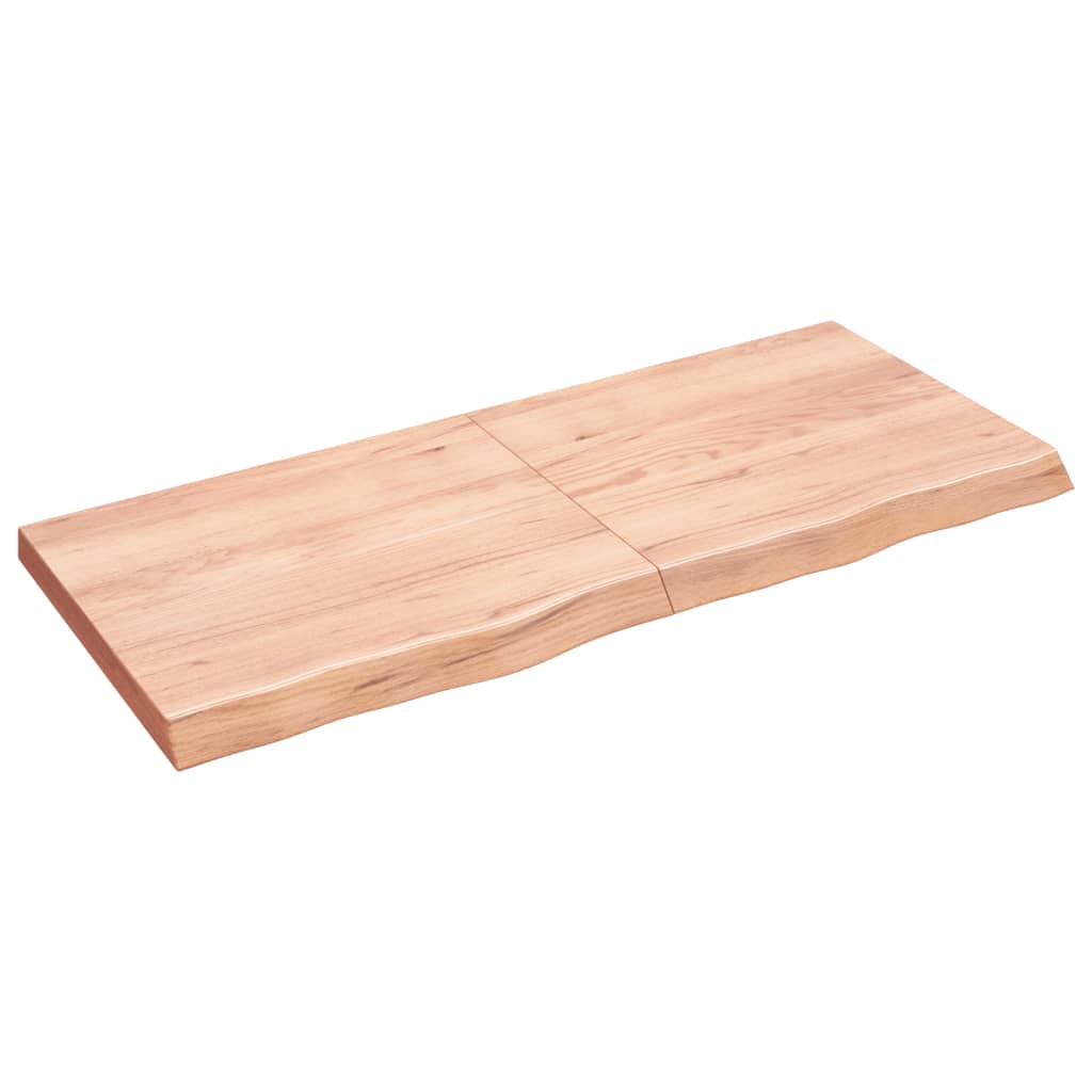 Wall Shelf Light Brown 140x60x(2-6) cm Treated Solid Wood Oak - The Home Maker