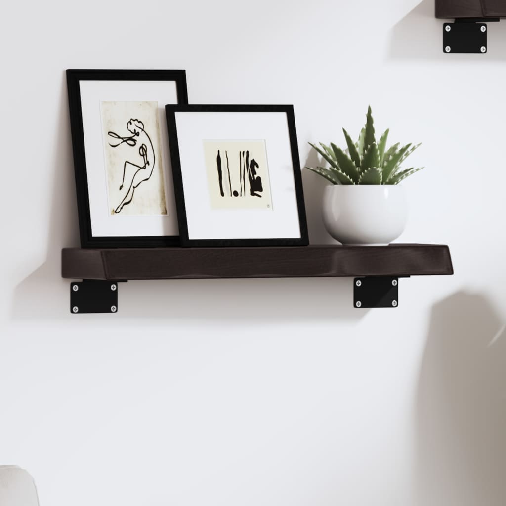 Wall Shelf Dark Brown 40x10x4 cm Treated Solid Wood Oak - R and M Furniture