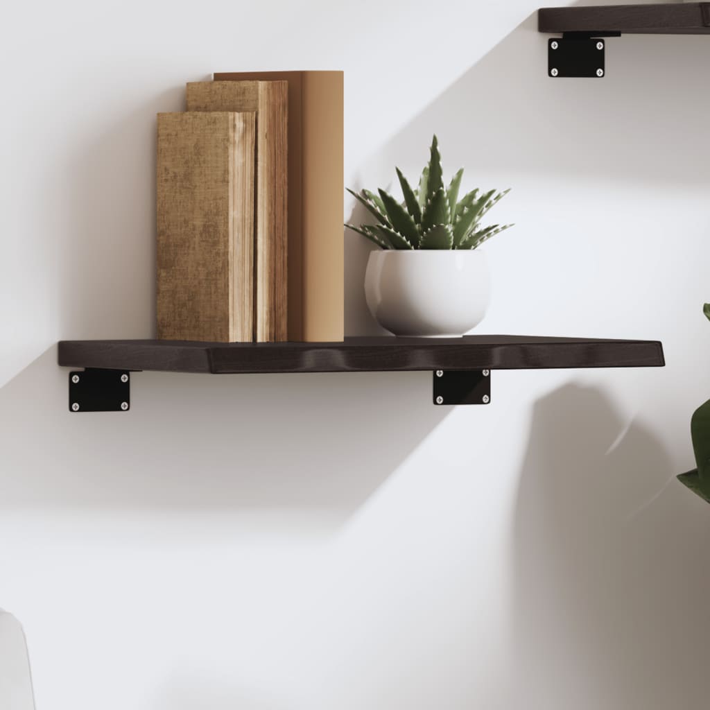 Wall Shelf Dark Brown 40x20x2 cm Treated Solid Wood Oak - All Things Good