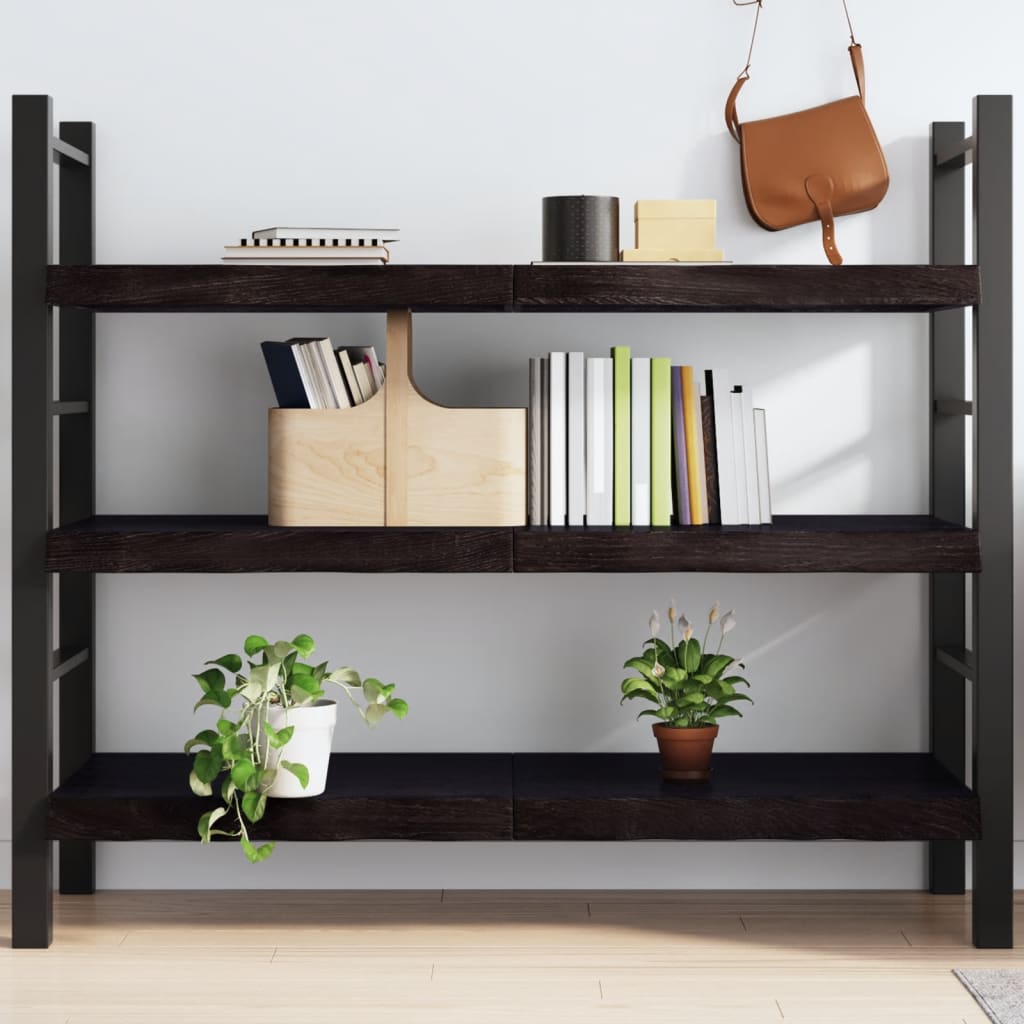 Wall Shelf Dark Brown 140x60x(2-6) cm Treated Solid Wood Oak - Style and Chic