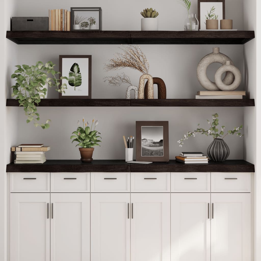 Wall Shelf Dark Grey 180x50x6 cm Treated Solid Wood Oak - Brittle & Co
