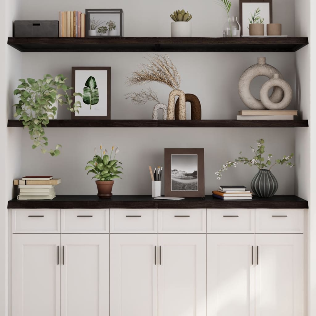 Wall Shelf Dark Brown 180x60x(2-4) cm Treated Solid Wood Oak - Merkel Designers