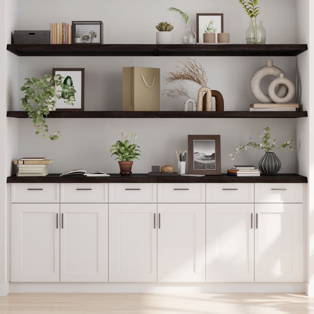 Wall Shelf Dark Grey 220x60x4 cm Treated Solid Wood Oak - All Things Good