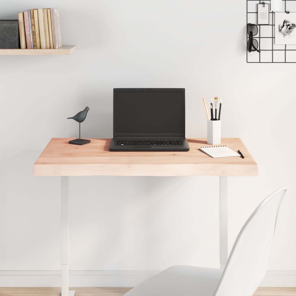 Table Top 80x40x4 cm Untreated Solid Wood Oak Live Edge - Sid & Sam