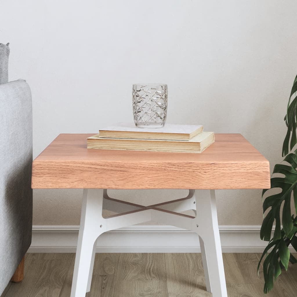 Table Top Light Brown 40x40x6 cm Treated Solid Wood Oak Live Edge - Direct Imports