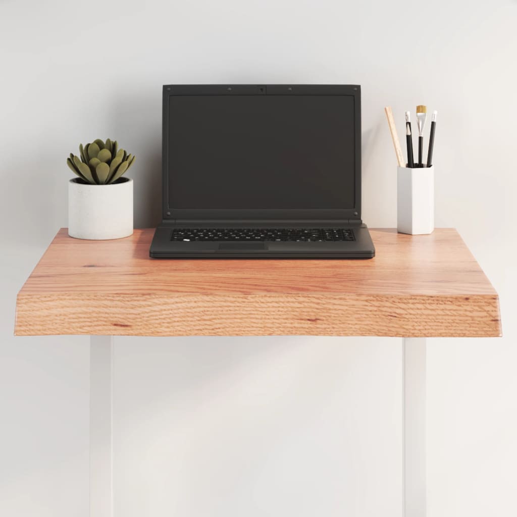 Table Top Light Brown 60x60x(2-6) cm Treated Solid Wood Live Edge - Decor Base