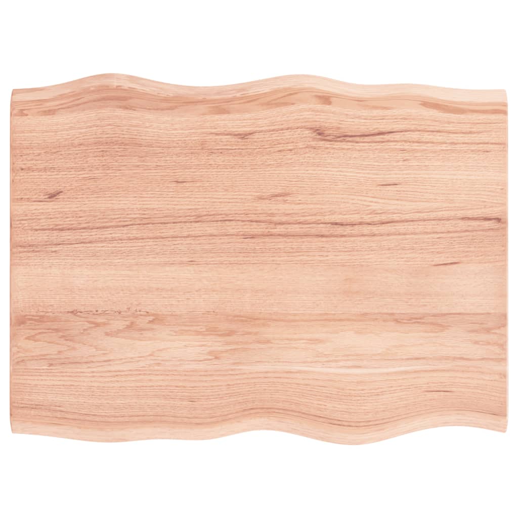 Table Top Light Brown 80x60x2 cm Treated Solid Wood Oak Live Edge - The Home Maker
