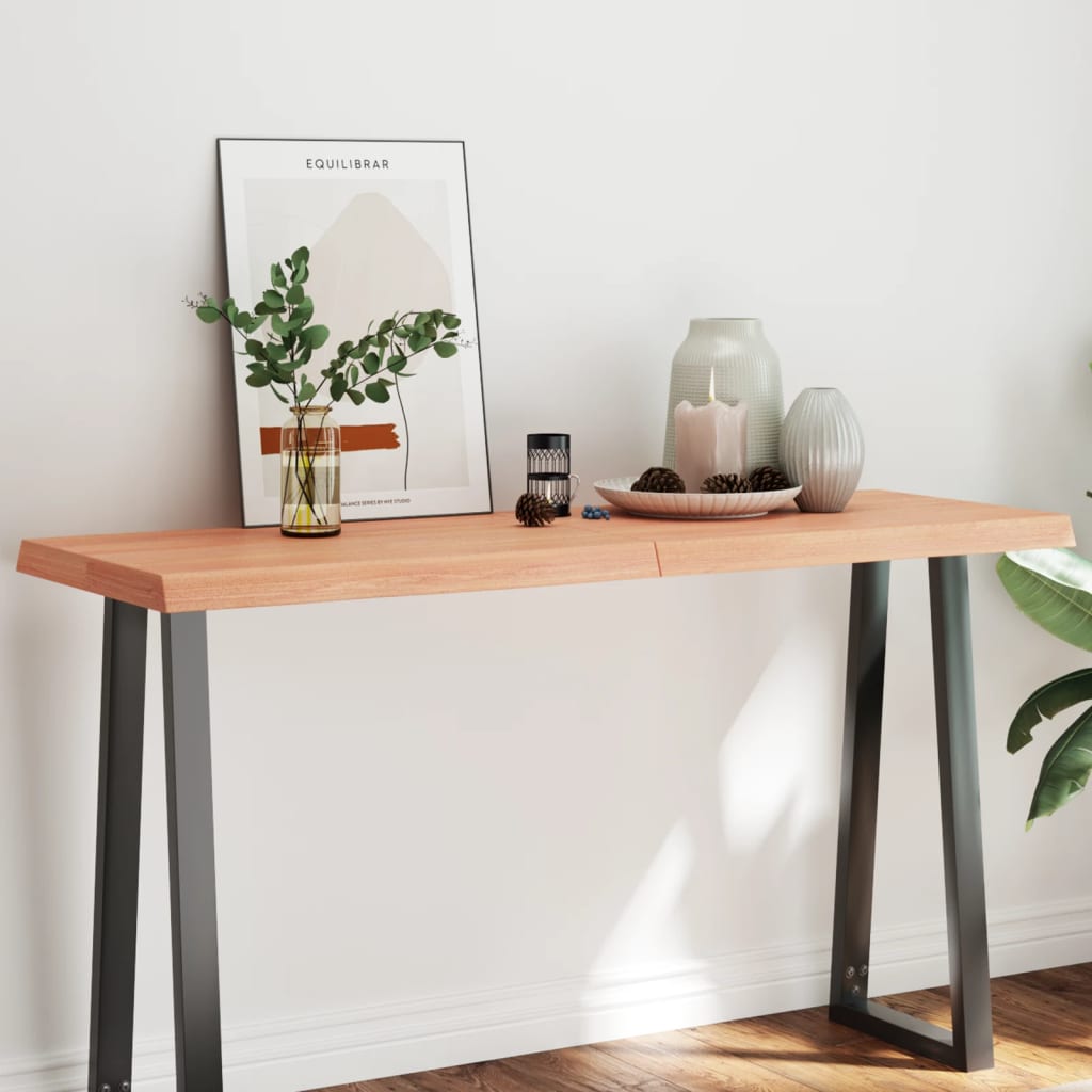 Table Top Light Brown 140x50x(2-6)cm Treated Solid Wood Live Edge - The Home Maker