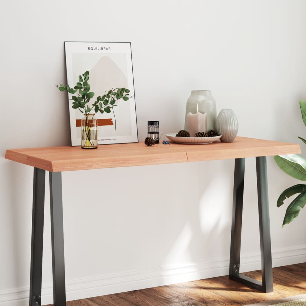Table Top Light Brown 140x60x(2-6)cm Treated Solid Wood Live Edge - The Home Maker