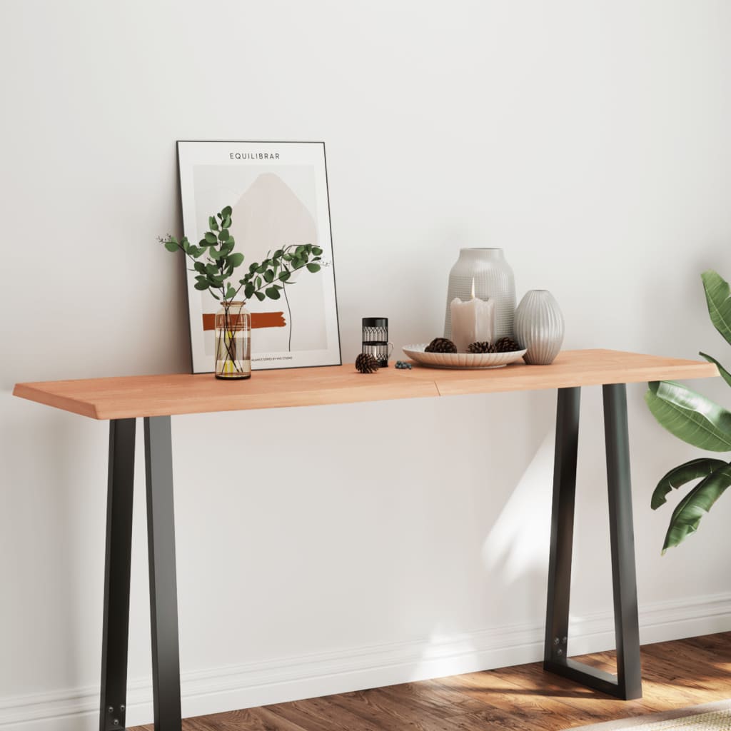 Table Top Light Brown 160x50x(2-4)cm Treated Solid Wood Live Edge - Merkel Designers