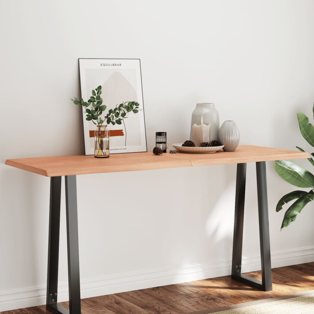 Table Top Light Brown 160x60x(2-4)cm Treated Solid Wood Live Edge - Merkel Designers