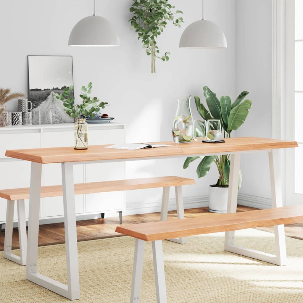 Table Top Light Brown 180x60x(2-4)cm Treated Solid Wood Live Edge - The Home Maker