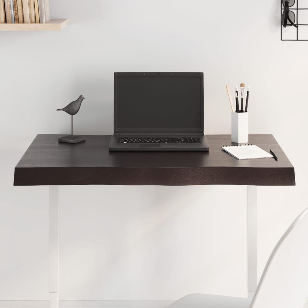 Table Top Dark Brown 80x40x(2-6) cm Treated Solid Wood Live Edge - Merkel Designers