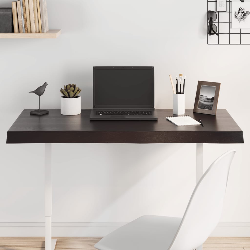 Table Top Dark Brown 100x50x(2-6) cm Treated Solid Wood Live Edge - The Home Maker