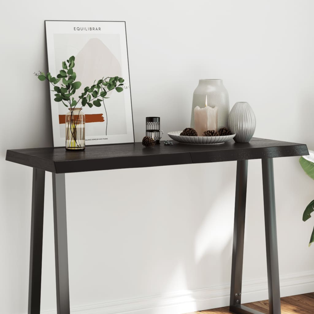 Table Top Dark Brown 120x50x(2-6) cm Treated Solid Wood Live Edge - Merlin Deals