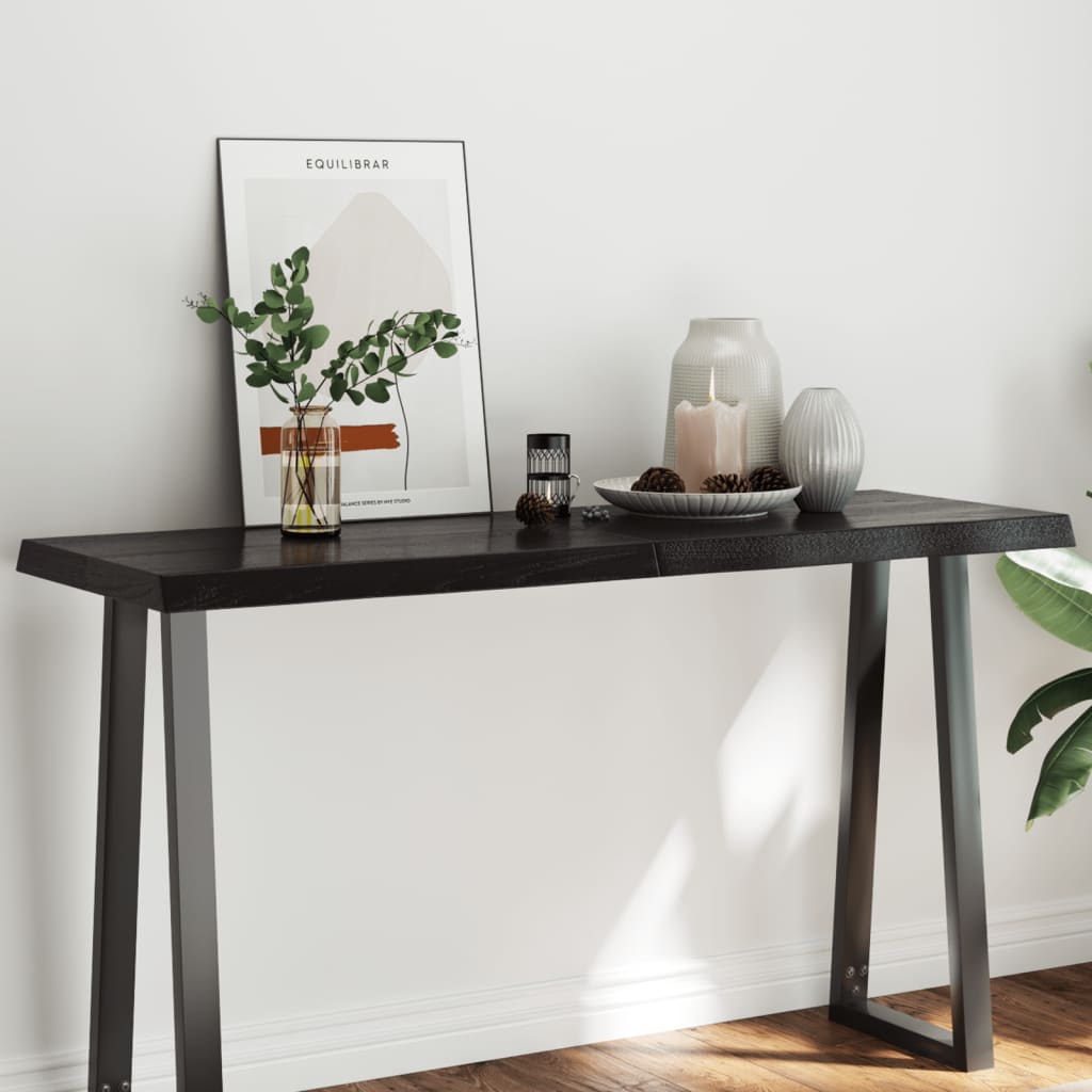 Table Top Dark Brown 140x50x(2-6) cm Treated Solid Wood Live Edge - Merkel Designers