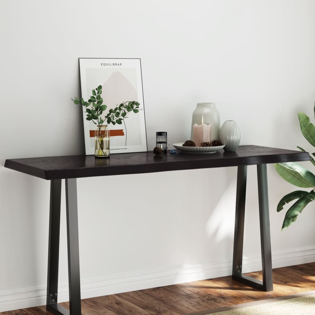Table Top Dark Brown 160x60x(2-6) cm Treated Solid Wood Live Edge - The Home Maker