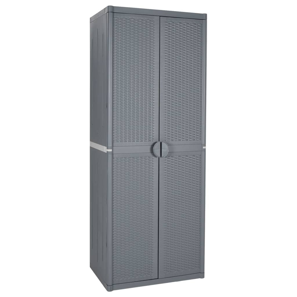 Garden Storage Cabinet Grey 65x45x172 cm PP Rattan - Decor Base