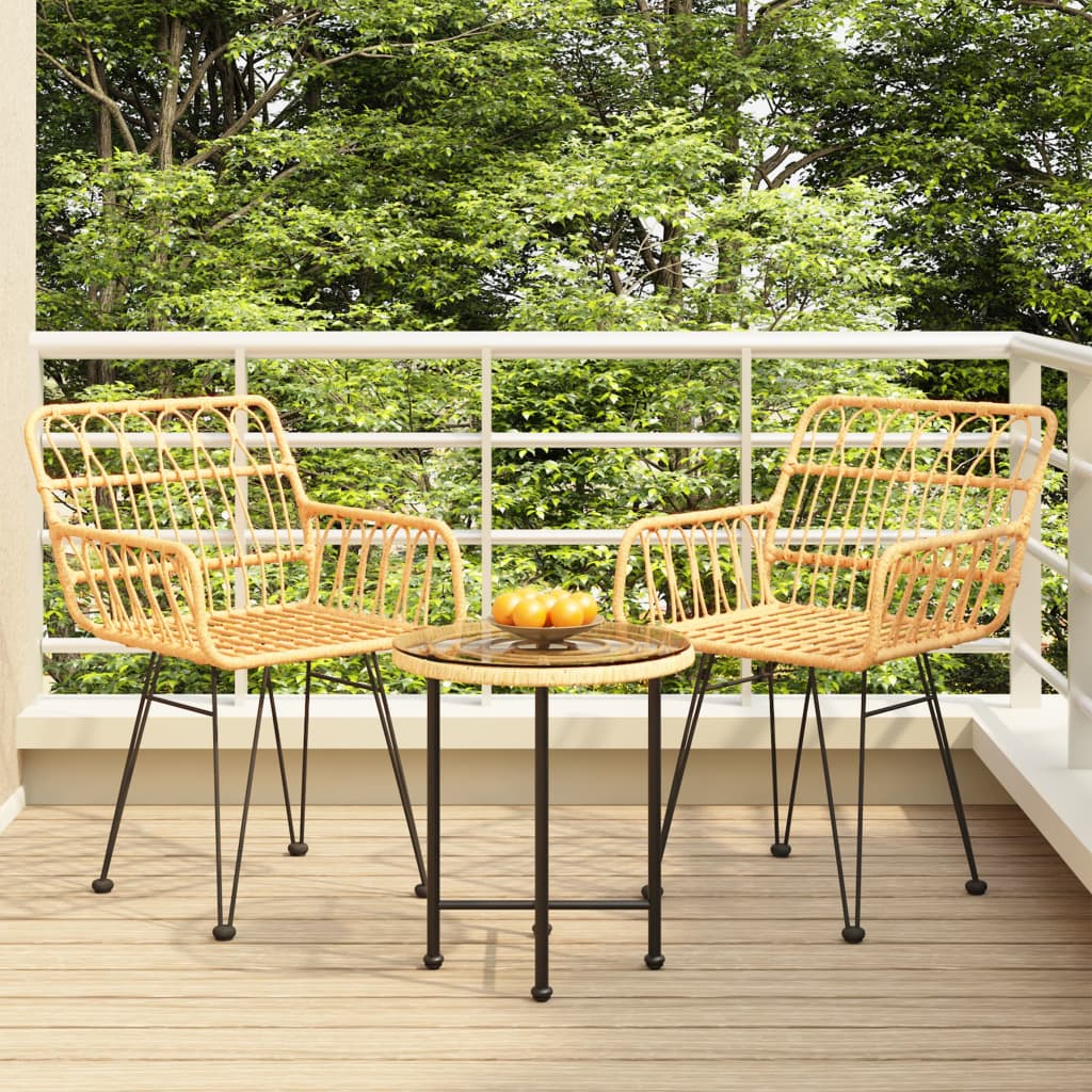 3 Piece Garden Dining Set Poly Rattan - Merlin Deals
