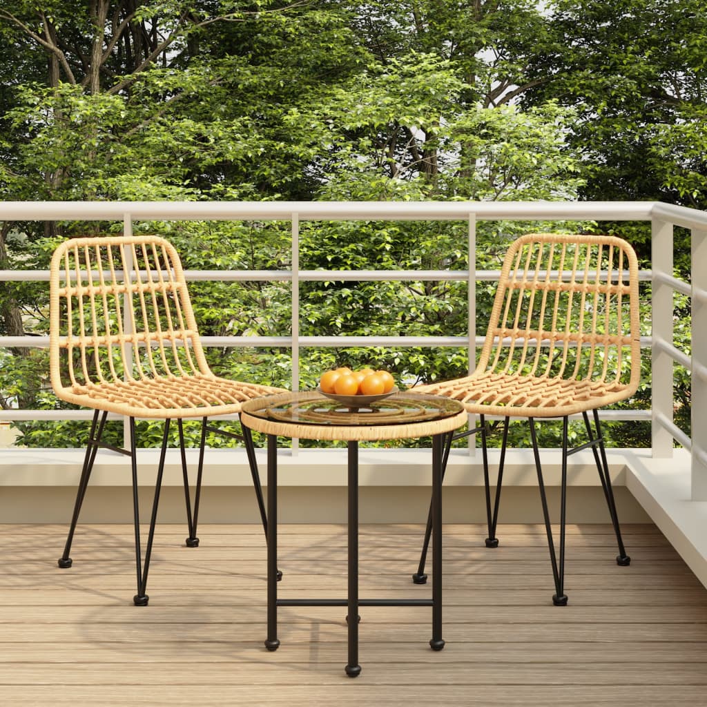 3 Piece Garden Dining Set Poly Rattan - Unbeatable Bargains