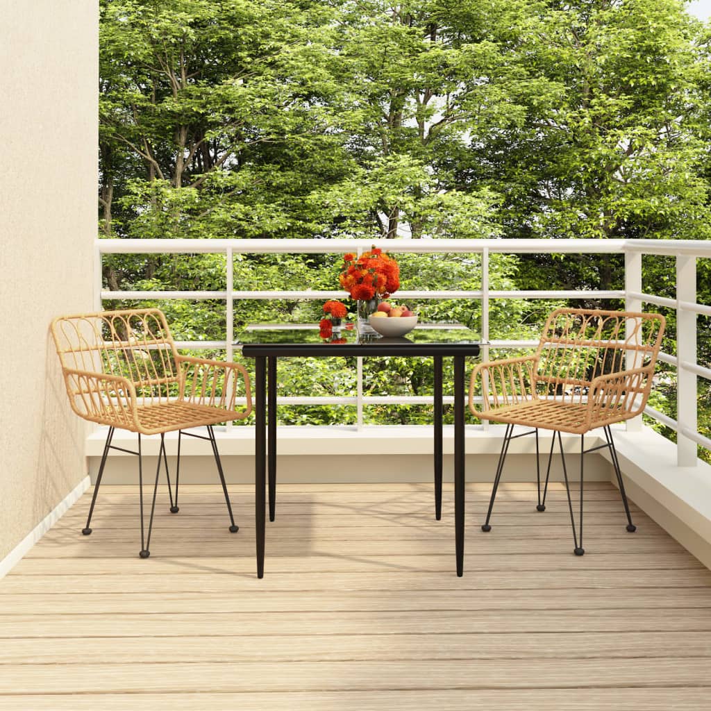 3 Piece Garden Dining Set Poly Rattan - R and M Furniture
