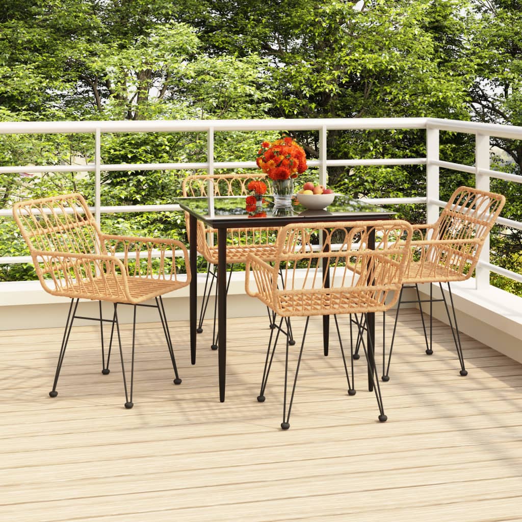5 Piece Garden Dining Set Poly Rattan - Unbeatable Bargains