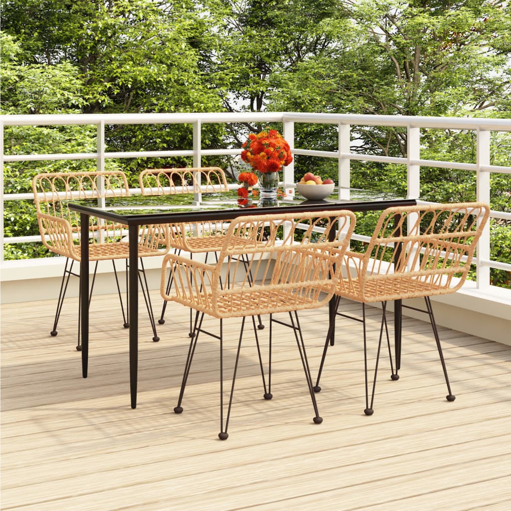 5 Piece Garden Dining Set Poly Rattan - Style and Chic