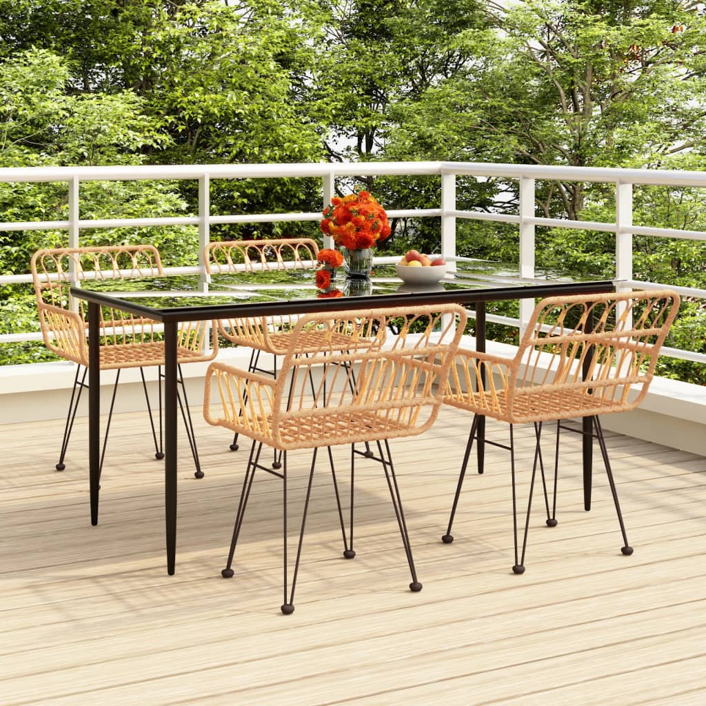 5 Piece Garden Dining Set Poly Rattan - Sid & Sam
