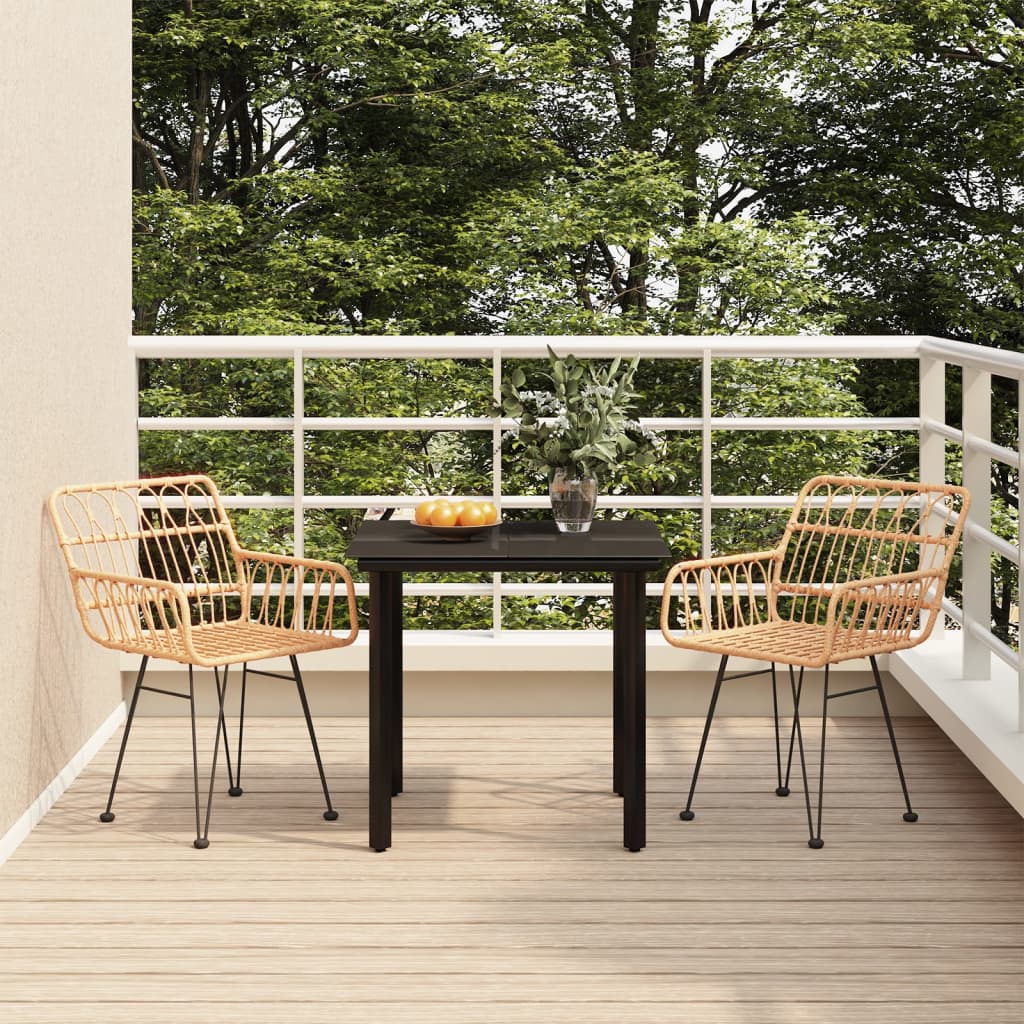 3 Piece Garden Dining Set Poly Rattan - Unbeatable Bargains