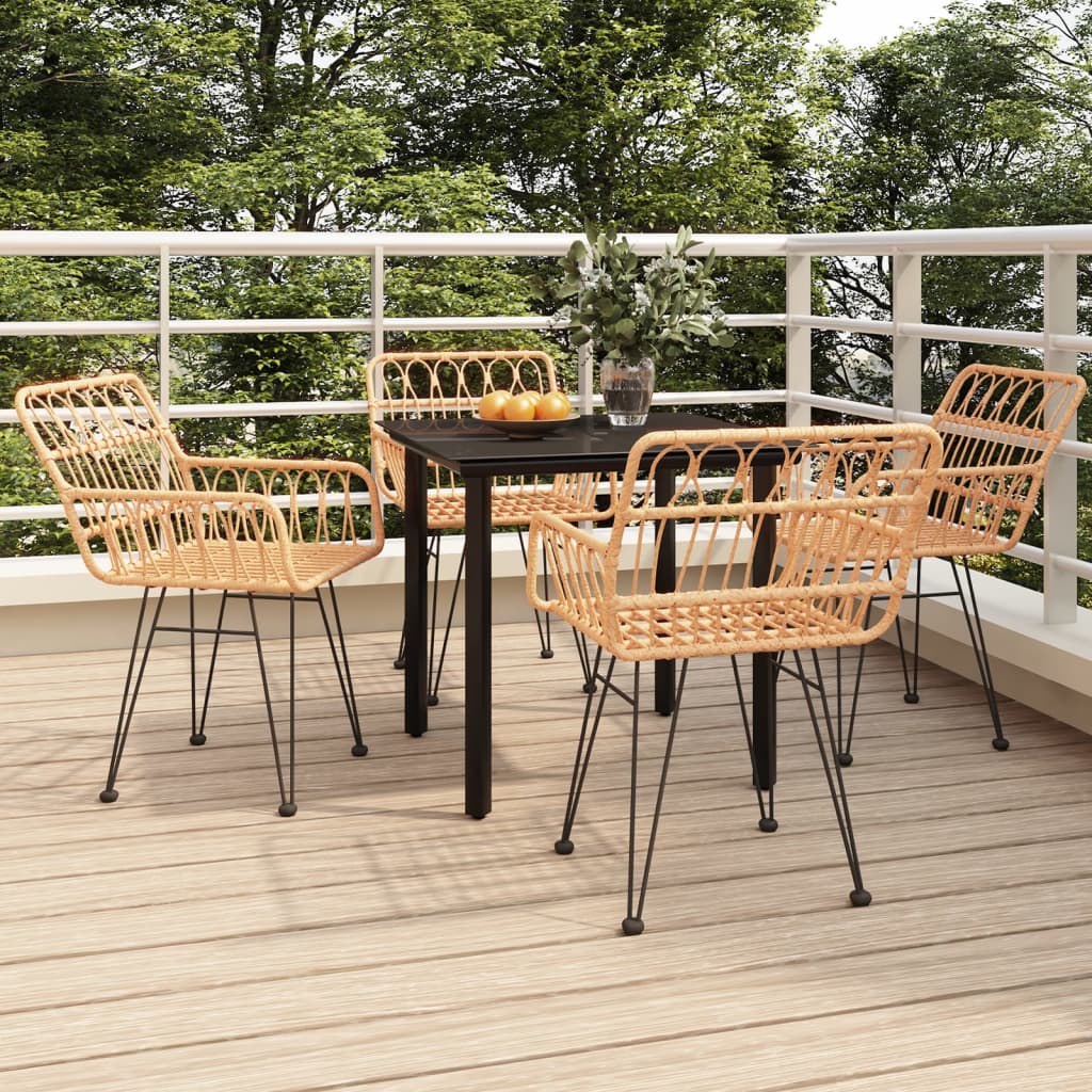 5 Piece Garden Dining Set Poly Rattan - Merkel Designers