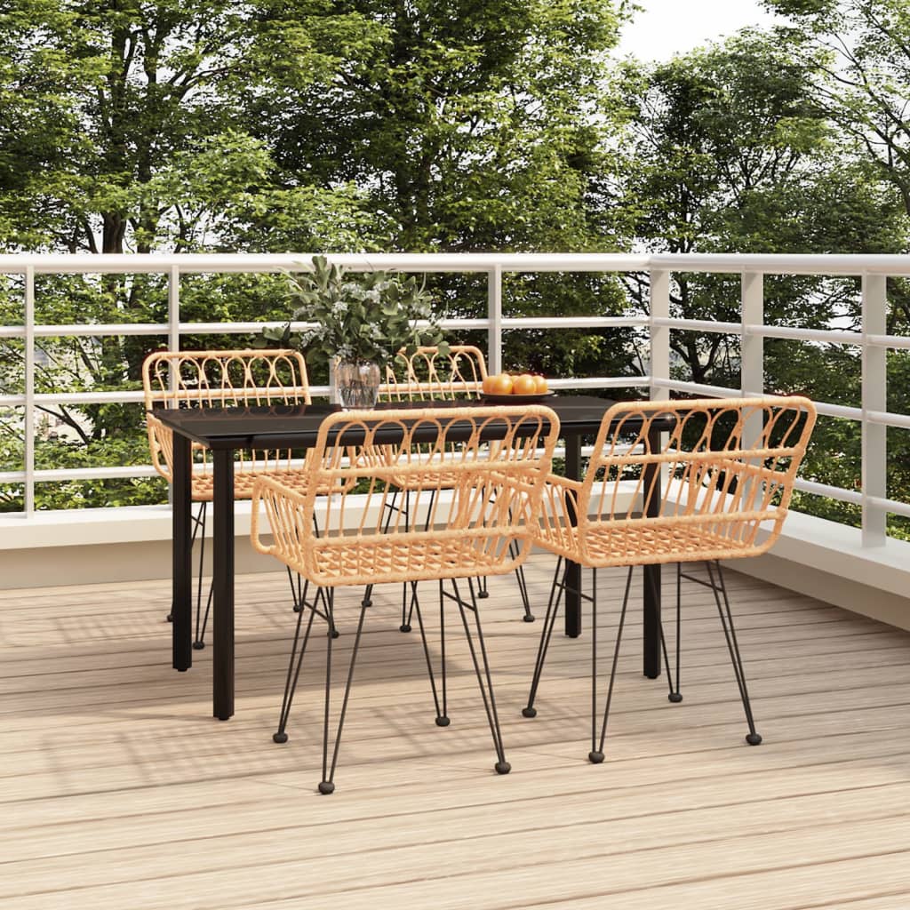 5 Piece Garden Dining Set Poly Rattan - Tyrell & Tyrell
