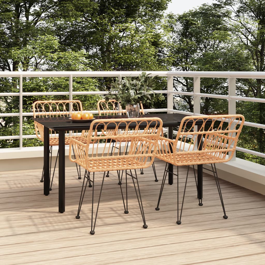5 Piece Garden Dining Set Poly Rattan - Merlin Deals