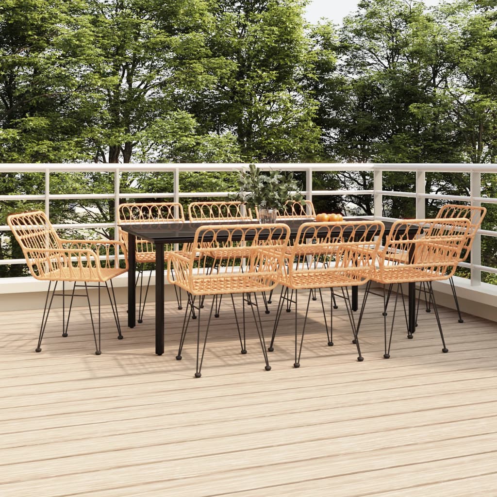 9 Piece Garden Dining Set Poly Rattan - Unbeatable Bargains