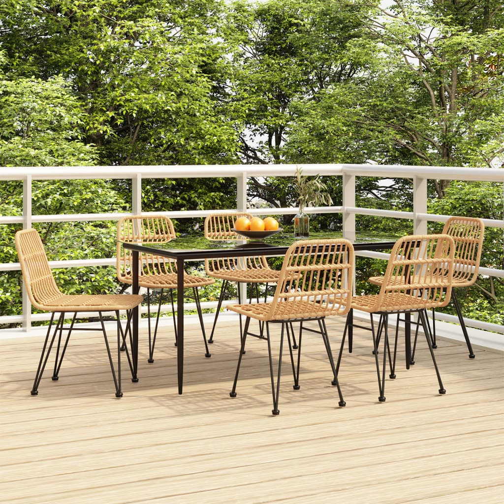 7 Piece Garden Dining Set Poly Rattan - Brittle & Co