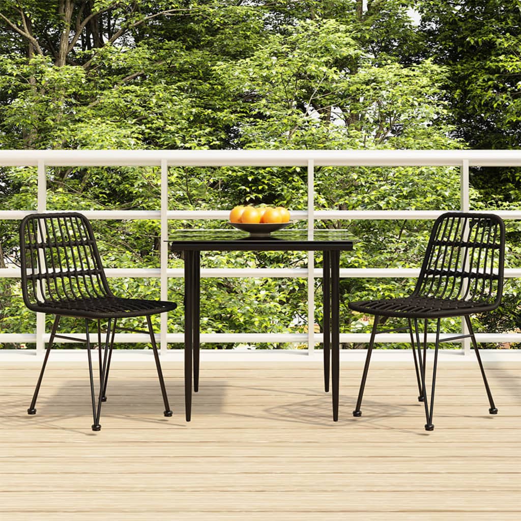 3 Piece Garden Dining Set Black Poly Rattan - Tyrell & Tyrell