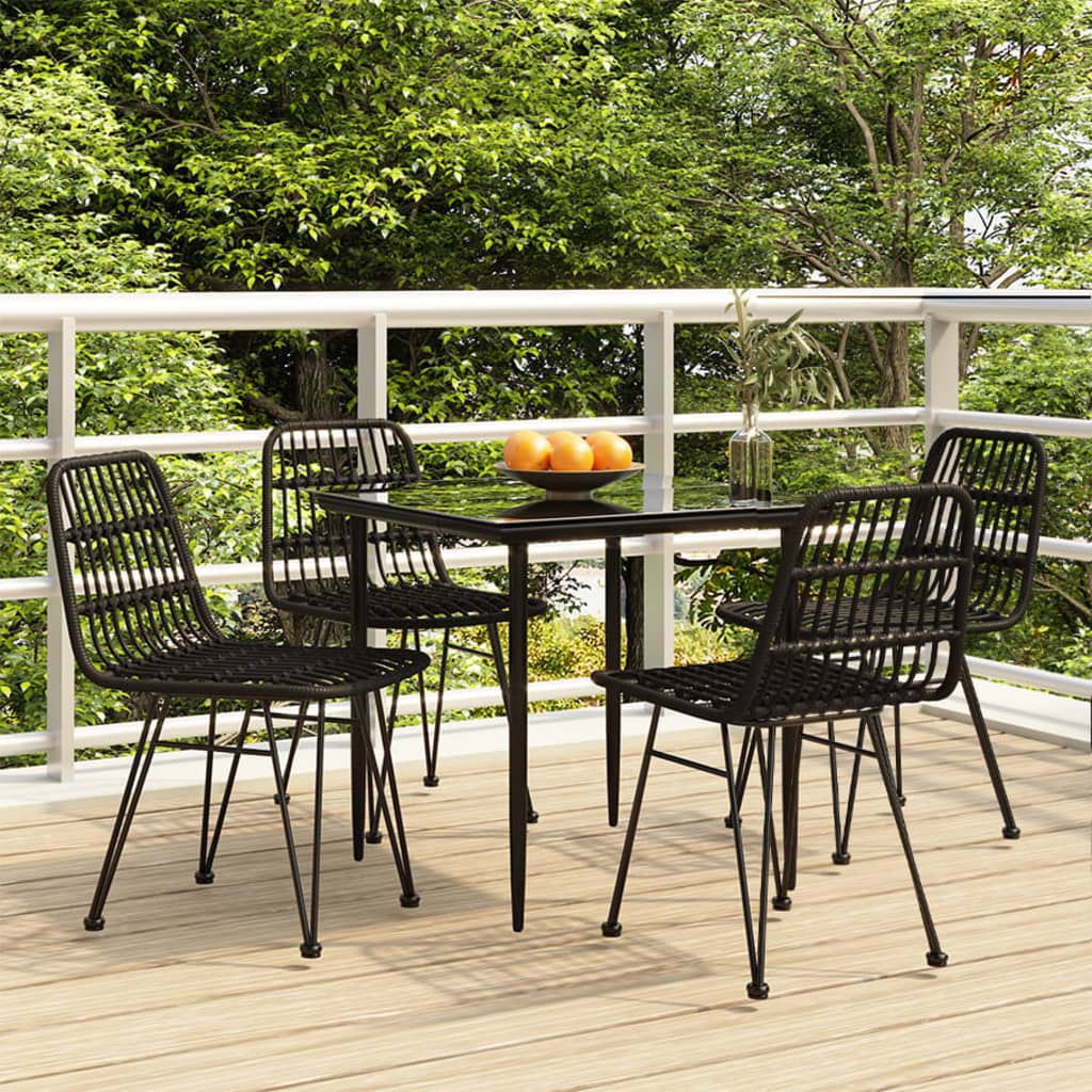 5 Piece Garden Dining Set Black Poly Rattan - Sid & Sam