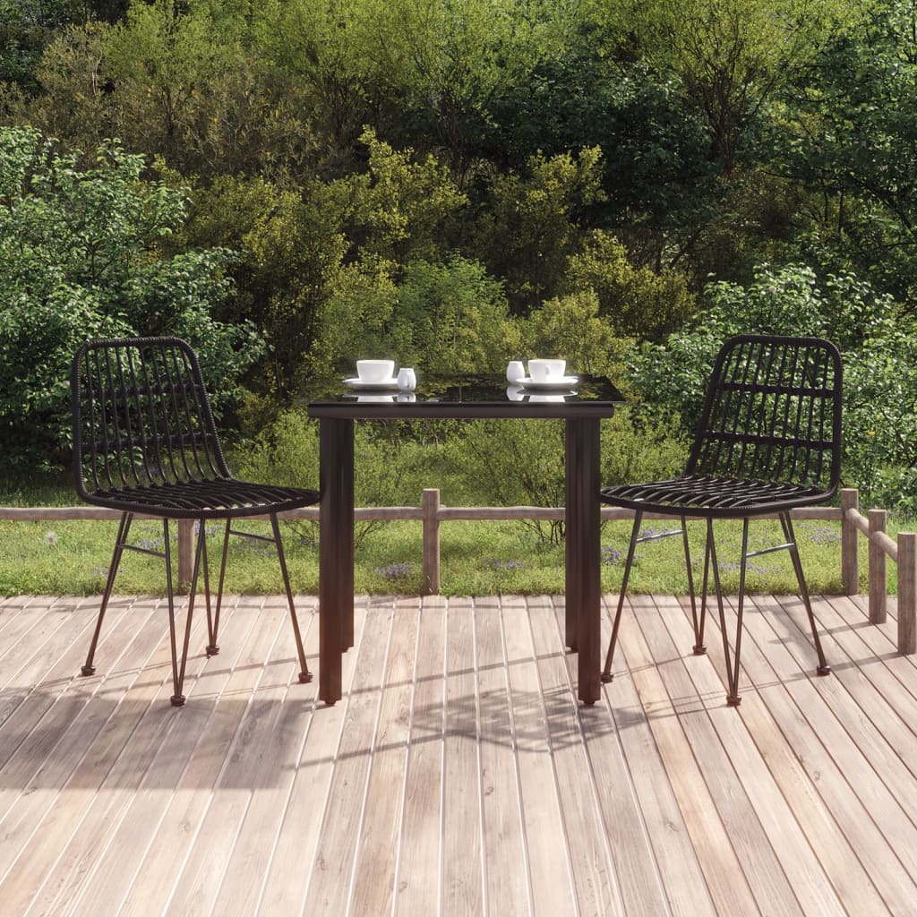 3 Piece Garden Dining Set Black Poly Rattan - The Home Maker