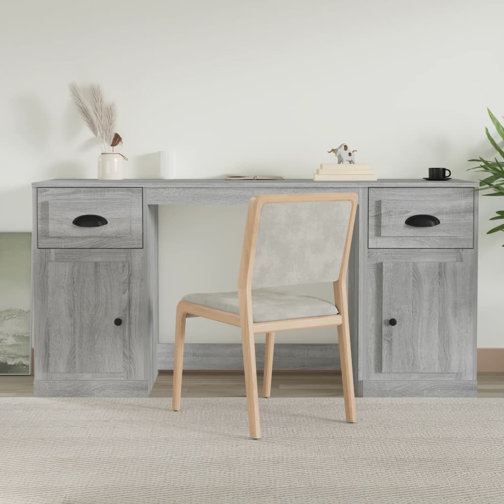 Desk with Cabinet Grey Sonoma Engineered Wood - Sid & Sam