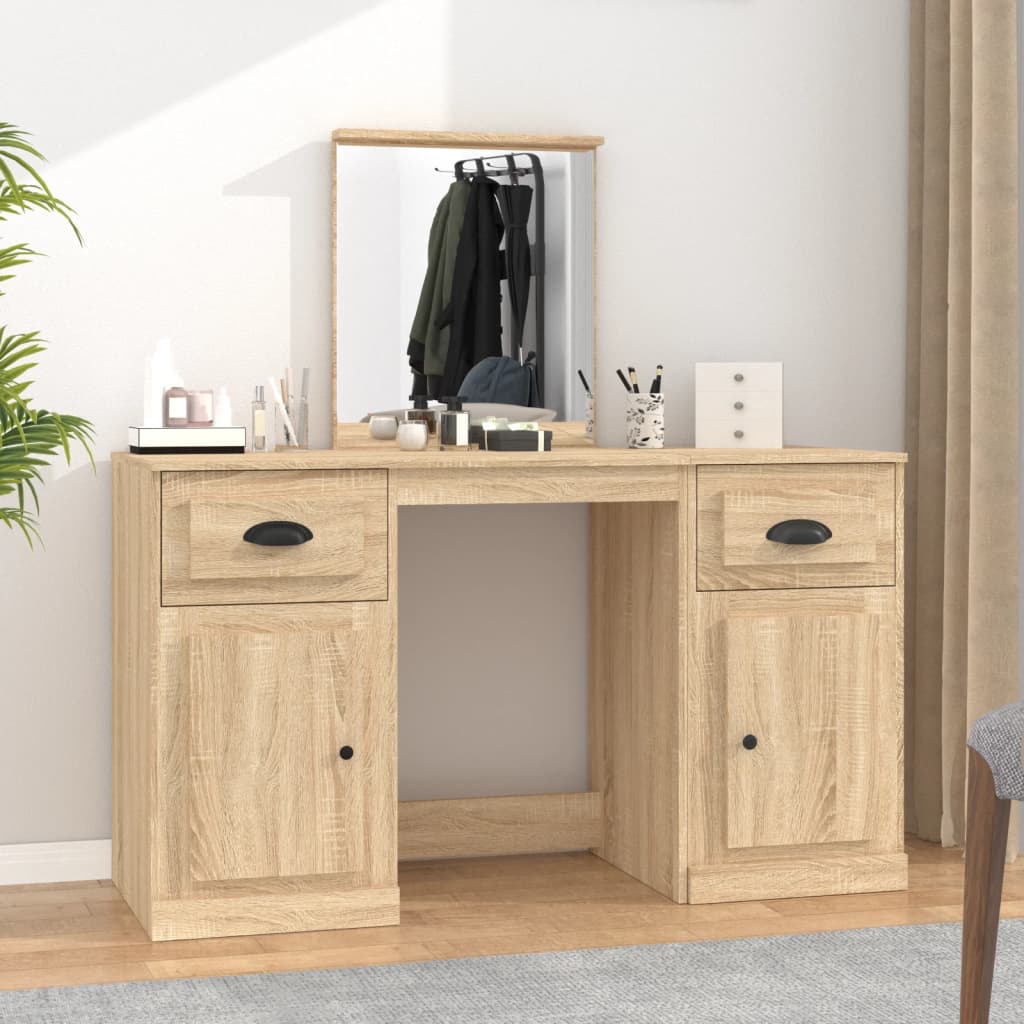 Dressing Table with Mirror Sonoma Oak 130x50x132.5 cm - Design Hut