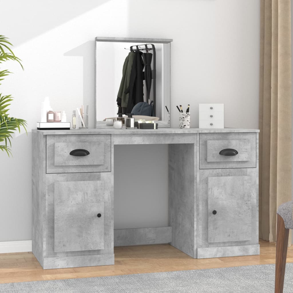 Dressing Table with Mirror Concrete Grey 130x50x132.5 cm - Tyrell & Tyrell