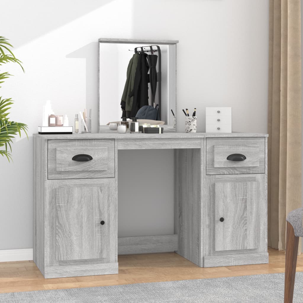 Dressing Table with Mirror Grey Sonoma 130x50x132.5 cm - Millennium Furniture