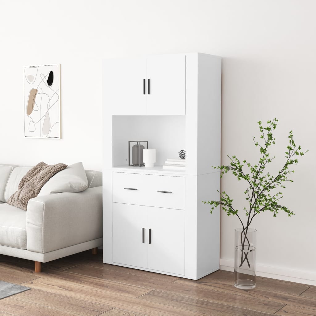 Highboard White Engineered Wood - Merkel Designers