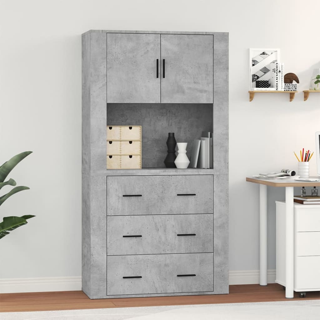 Highboard Concrete Grey Engineered Wood - Decor Base