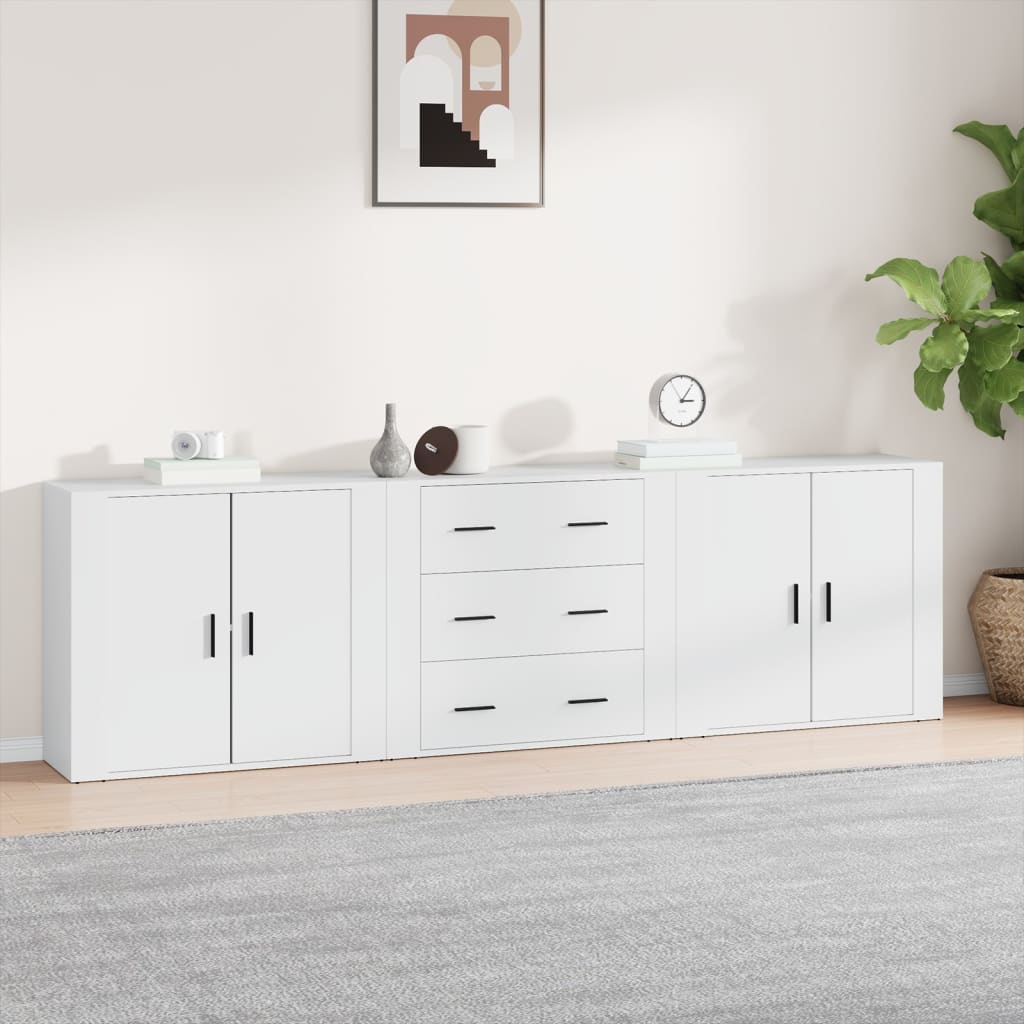 Sideboards 3 pcs White Engineered Wood - Sid & Sam