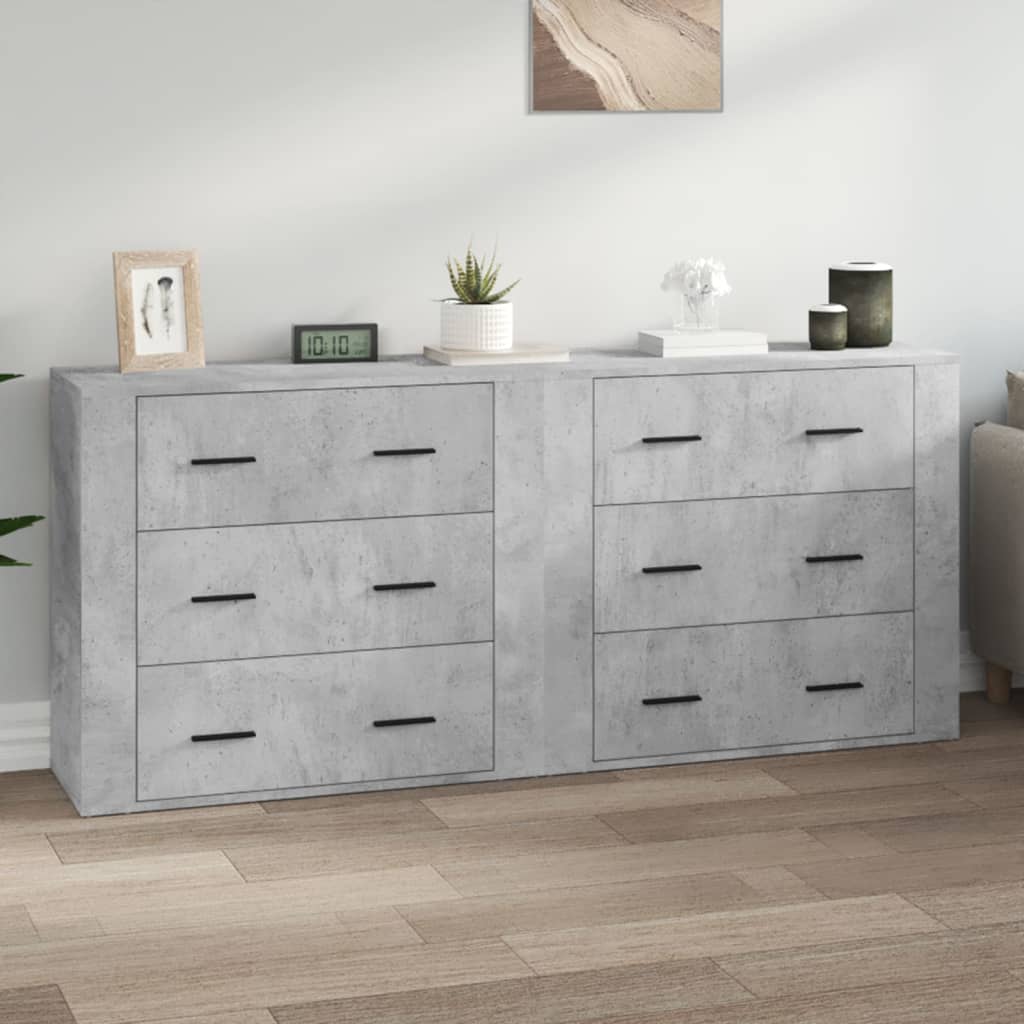 Sideboards 2 pcs Concrete Grey Engineered Wood - All Things Good