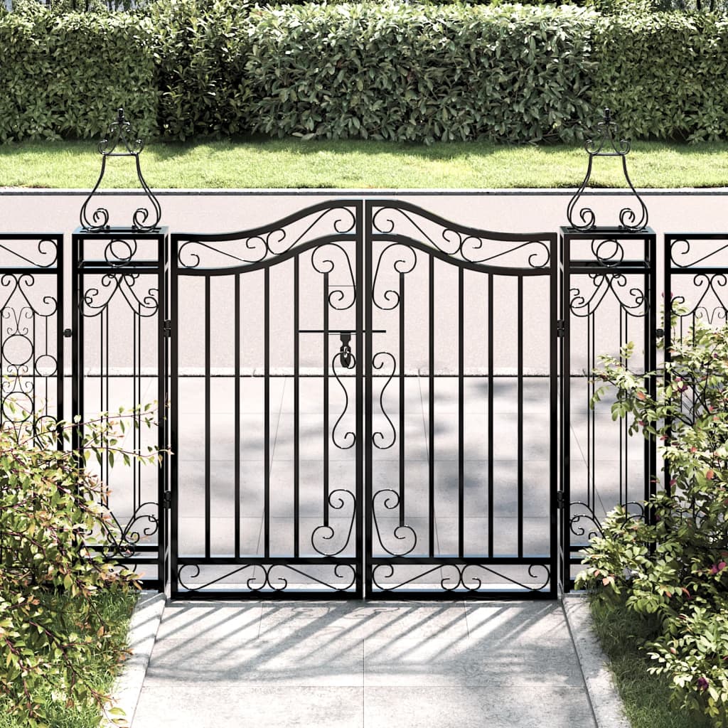 Garden Gate Black 121x8x100 cm Wrought Iron - All Things Good