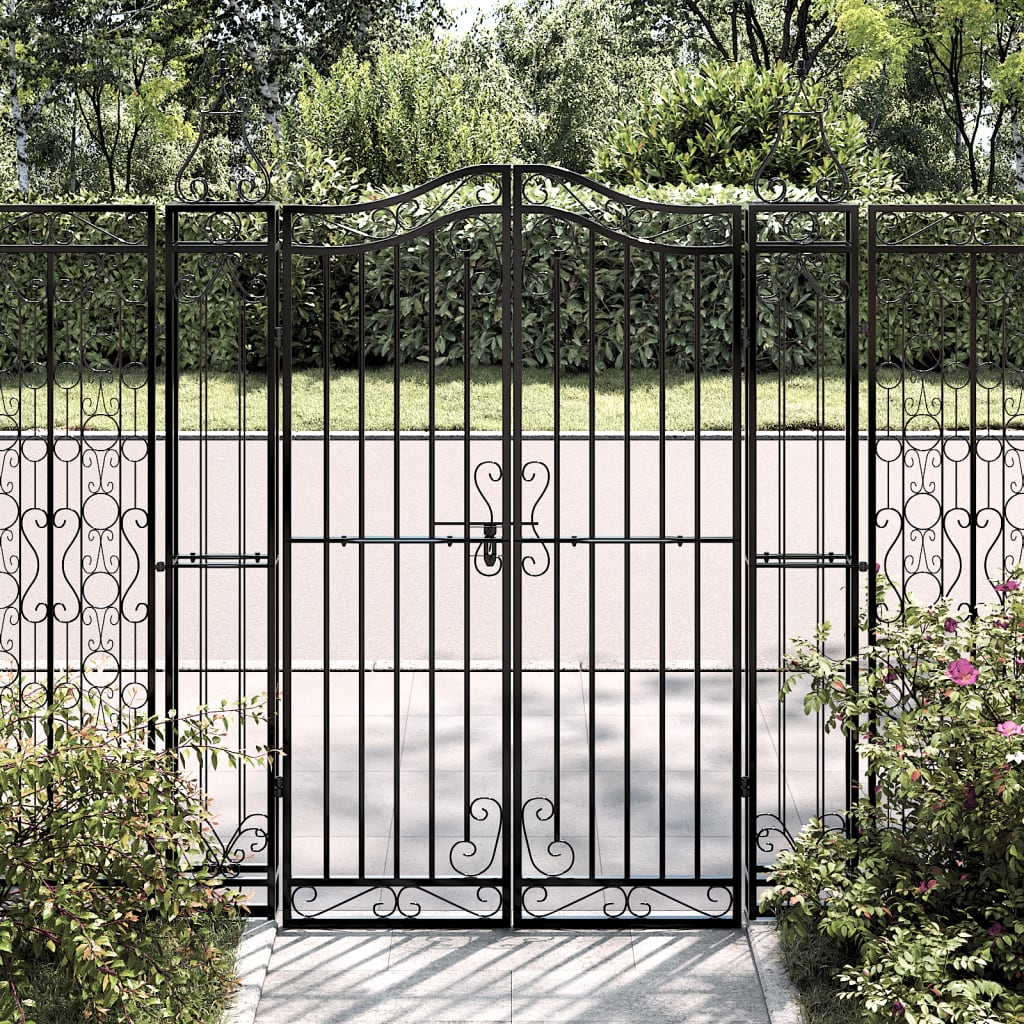 Garden Gate Black 121x8x150 cm Wrought Iron - R and M Furniture