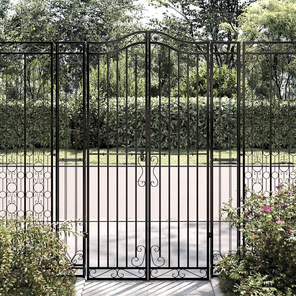 Garden Gate Black 121x8x180 cm Wrought Iron - Style and Chic