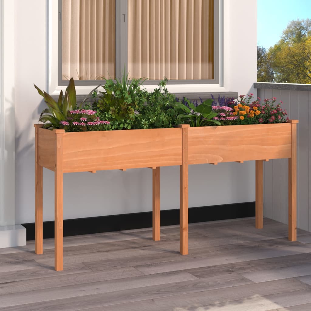 Planter with Liner Brown 161x45x76 cm Solid Wood Fir - R and M Furniture